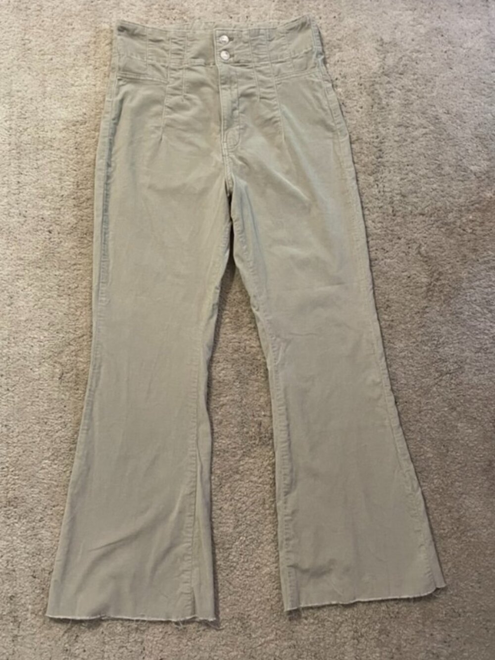 Free People We The Free Jayde Corduroy Flare Pants Camel Tan Size 32x29 Raw Hem